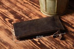 Handmade Leather Mens Cool Long Leather Wallet Card Clutch Wallet for Men