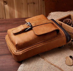 Leather Belt Pouch Mens Small Cases Waist Bag Hip Pack Belt Bag Fanny Pack Bumbag for Men - imessengerbags