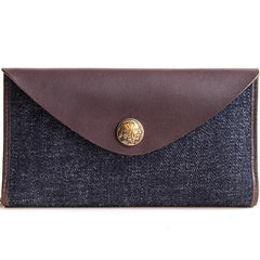 Genuine Leather Jean Mens Cool Long Leather Wallet Men Cards Wallets Bifold for Men