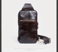 Genuine Leather Mens Cool Chest Bag Sling Bag Crossbody Bag Travel Bag Hiking Bag for men - imessengerbags