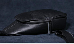 Genuine Leather Mens Cool Chest Bag Sling Bag Crossbody Bag Travel Bag Hiking Bag for men - imessengerbags