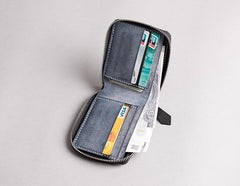 Handmade Leather Mens Cool Slim Leather Zipper Wallet Men Small Wallets Bifold for Men - imessengerbags
