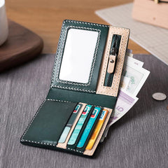 Handmade Leather Mens Cool Slim Leather Wallet Men Small Wallets Bifold for Men Women - imessengerbags