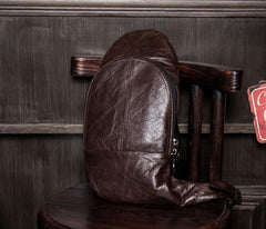 Cool Brown Leather Mens  Sling Bags Brown Crossbody Pack Chest Bag for men - imessengerbags