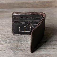 Handmade Leather Mens Cool Slim Leather Wallet Men Small Wallets Bifold for Men - imessengerbags