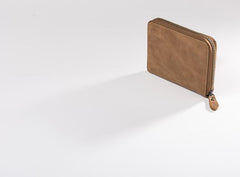 Handmade Leather Mens Cool Slim Leather Zipper Wallet Men Small Wallets Bifold for Men - imessengerbags