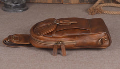 Leather Mens Sling Bag Sling Shoulder Bag Sling Backpack for men - imessengerbags