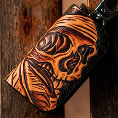 Handmade Leather Biker Mens Cool Car Key Wallet Coin Wallet Pouch Car KeyChain for Men - imessengerbags