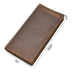 Handmade Leather Mens Cool Long Leather Wallet Passport Wallet Travel Wallet for Men - imessengerbags