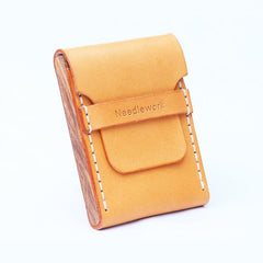 Handmade Wooden Leather Mens Cigarette Case Cool Beige Custom Cigarette Holder for Men - imessengerbags