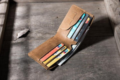 Handmade Leather Mens Cool Slim Leather Wallet Men Small Wallets Bifold for Men - imessengerbags