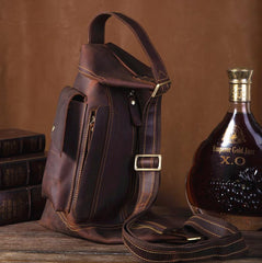 Genuine Leather Mens Cool Chest Bag Sling Bag Crossbody Bag Travel Bag Hiking Bag for men - imessengerbags