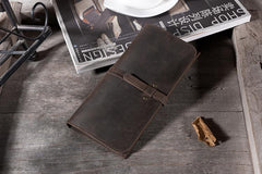 Handmade Leather Mens Clutch Wallet Cool Leather Wallet Long Phone Wallets for Men - imessengerbags