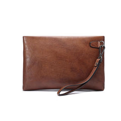 Genuine Leather Mens Urban Cohort Clutch Cool Slim Wallet Zipper Clutch Wristlet Wallet for Men
