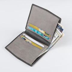 Handmade Leather Mens Cool Slim Leather Wallet Men Small Wallets Bifold for Men - imessengerbags