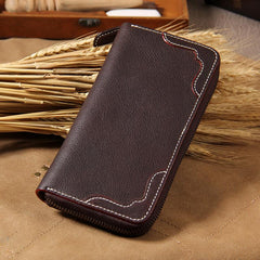 Cool Handmade Leather Mens Clutch Vintage Zipper Wallet for Men