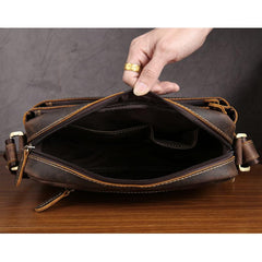 Handmade Leather Mens Cool Small Messenger Bag iPad Bag Chest Bag Bike Bag Cycling Bag for men - imessengerbags