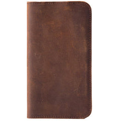 Handmade Leather Mens Cool Long Leather Wallet Slim Phone Clutch Wallet for Men