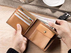 Handmade Leather Mens Cool Slim Leather Wallet Men Small Wallets Bifold for Men - imessengerbags