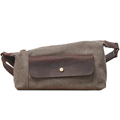 Cool Canvas Leather Mens Sling Bag Chest Bag One Shoulder Pack for men