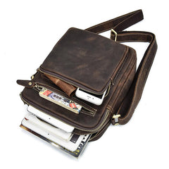 Handmade Leather Mens Cool Small Messenger Bag iPad Bag Chest Bag Bike Bag Cycling Bag for men