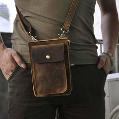 Leather Belt Pouch Mens Small Cases Waist Bag Hip Pack Belt Bag Fanny Pack Bumbag for Men - imessengerbags