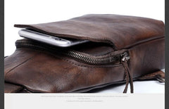 Handmade Genuine Leather Mens Cool Chest Bag Sling Bag Crossbody Bag Travel Bag Hiking Bag for men - imessengerbags