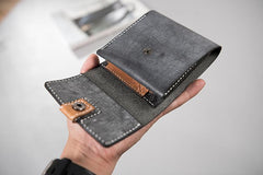 Handmade Leather Mens Cool Slim Leather Wallet Men Small Wallets Trifold for Men - imessengerbags