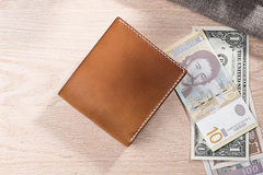Handmade Leather Mens Cool Slim Leather Wallet Men Small Wallets Bifold for Men - imessengerbags