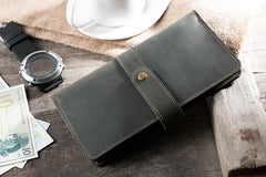 Handmade Leather Mens Clutch Wallet Cool Leather Wallet Long Phone Wallets for Men