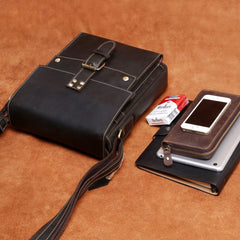 Handmade Leather Mens Cool Messenger Bag Square Bag Chest Bag Bike Bag Cycling Bag for men - imessengerbags