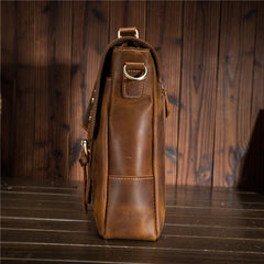 Cool Leather Mens Briefcase Business Briefcase Vintage Shoulder Bag HandBags for men