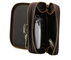 Handmade Leather Mens Cool Key Wallet Car Key Holder Case Slim Card Coin Wallet for Men - imessengerbags