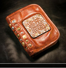 Handmade Leather Mens Chain Biker Wallet Cool Leather Wallet Long Phone Wallets for Men