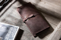 Handmade Leather Mens Clutch Wallet Cool Leather Wallet Long Phone Wallets for Men - imessengerbags