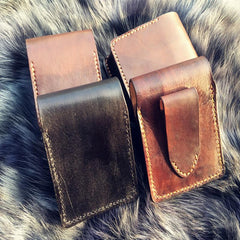 Badass Leather Mens Cigarette Case Cigarette Holder Belt Pouch with Belt Loop for Men - imessengerbags