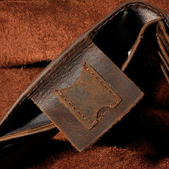 Handmade Leather Mens Cool Slim Leather Wallet Card Wallet Holders Men Small Wallets Bifold for Men - imessengerbags