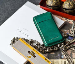 Handmade Green Leather Womens 5pcs Cigarette Holder Case Cool Custom Cigarette Case for Women - imessengerbags