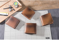 Handmade Leather Mens Cool Slim Leather Wallet Men Small Wallets Bifold for Men - imessengerbags