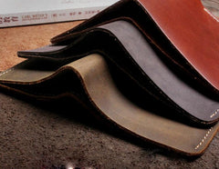 Handmade Leather Mens Cool Slim Leather Wallet Men Small Wallets Bifold for Men - imessengerbags