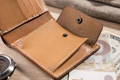 Handmade Leather Mens Cool Slim Leather Wallet Men Small Wallets Bifold for Men - imessengerbags