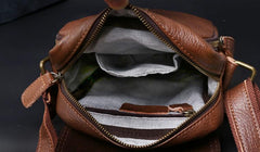 Genuine Leather Mens Cool Messenger Bag Square Bag Chest Bag Bike Bag Cycling Bag for men - imessengerbags