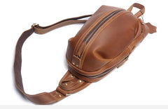 Handmade Leather Mens Cool Chest Bag Sling Bag Crossbody Bag Travel Bag Hiking Bag for men