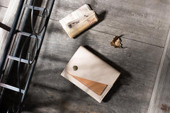 Handmade Leather Mens Cool Short Wallet Card Holder Small Card Slim Wallets for Men - imessengerbags