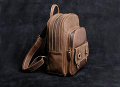 Genuine Leather Mens Cool Backpack Sling Bag Large Black Travel Bag Hiking Bag for men