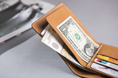 Handmade Leather Mens Cool Slim Leather Wallet Men Small Wallets Bifold for Men - imessengerbags