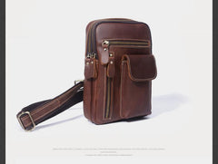 Genuine Leather Mens Cool Chest Bag Sling Bag Crossbody Bag Travel Bag Hiking Bag for men - imessengerbags