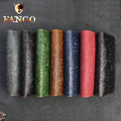Handmade Leather Floral Mens Cool Travel Long Wallet Card Holder Card Slim Clutch Wallets for Men - imessengerbags