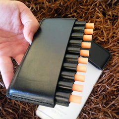 Cool Leather Mens 10pcs Slim Cigarette Holder Case Vintage Custom Cigarette Case for Men - imessengerbags