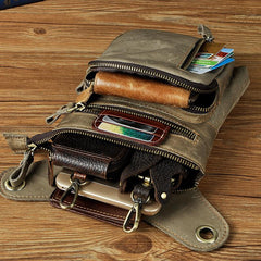 Leather Drop Leg Bag Belt Pouch Mens Waist Bag Shoulder Bag for Men